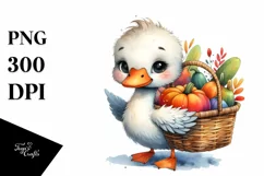 Quirky Baby Swan Carrying Autumn Vegetables Product Image 1
