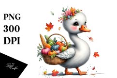 Quirky Baby Swan Carrying Autumn Vegetables Product Image 1