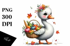 Quirky Baby Swan Carrying Autumn Vegetables Product Image 1