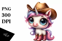 Unicorn with Hat and Cowboy Boots Standing Up | Clipart | Product Image 3