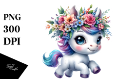 Vibrant Drawing of a Cute Baby Unicorn PNG Product Image 1