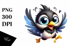 a Cute Colorful Baby Crow Dancing | Clipart Product Image 3