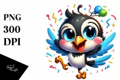 a Cute Colorful Baby Crow Dancing | Clipart Product Image 3