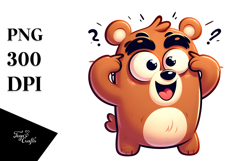 Joyful Bear with Rolling Eyes, Soft Drop Shadow PNG Product Image 1