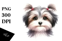 Watercolor Baby Havanese with Big Eyes PNG Product Image 1