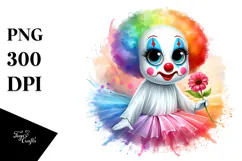 Funny Clown Ghost with Tutu, Watercolor Painting Product Image 1