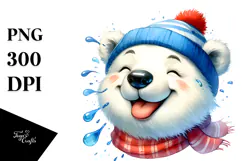 Vibrant Watercolor Cute Polar Bear Tongue Out Wind Product Image 1