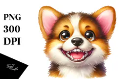 Watercolor Corgi Baby Goofy Smile Product Image 1