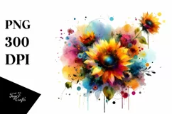 Vibrant Sunflower Watercolor Abstract Clipart Product Image 1