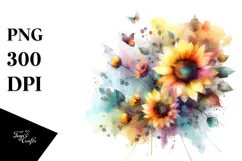 Vibrant Sunflower Watercolor Abstract Clipart Product Image 1