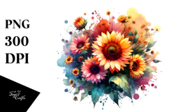 Vibrant Sunflower Watercolor Abstract Clipart Product Image 1