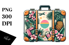 Retro Tropical Suitcase PNG Product Image 1