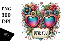 Puppy with Heart Sunglasses PNG Product Image 1
