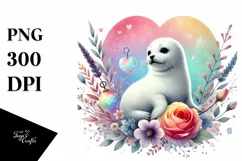 Pastel Baby Seal with Heart PNG Product Image 1