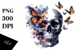 Skull Butterfly Silhouettes PNG Product Image 1