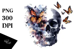 Skull Butterfly Silhouettes PNG Product Image 1