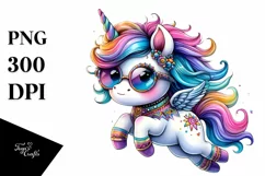 Jumping Unicorn with Floral Wreath PNG Product Image 1