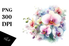Colorful Orchid Washed Watercolor Clipart Product Image 1