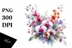 Colorful Orchid Washed Watercolor Clipart Product Image 3