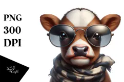 Baby Calf with Oversized Sunglasses PNG Product Image 1