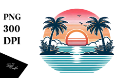 Retro Tropical Sunset, PNG Product Image 1