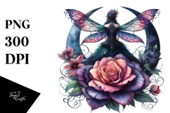 Gothic Fairy Back View PNG Product Image 1