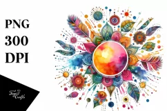 Colorful Sun Watercolor | Sublimation | Clipart Product Image 3