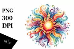 Colorful Sun Watercolor | Sublimation | Clipart Product Image 1