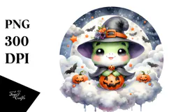 Cute Halloween Baby Frog PNG Product Image 1