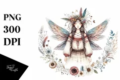 Detailed Watercolor Boho Fairy | Sublimation | PNG Clipart Product Image 3