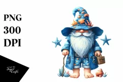 Vibrant Detailed Beach Gnome Blue Accent Clipart Product Image 3