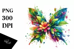 Vibrant Butterfly with Flowers PNG Product Image 3