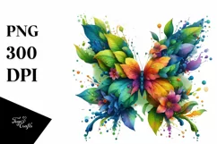 Vibrant Butterfly with Flowers PNG Product Image 3
