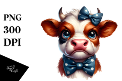 Clever Cow with Bow, Playful PNG Product Image 1