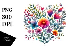 Simple Watercolor Flower Body with Heart PNG Product Image 1