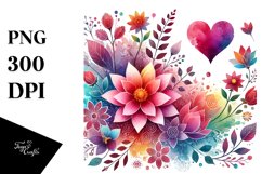 Simple Watercolor Flower Body with Heart PNG Product Image 1