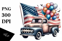 Vintage Pickup Truck Balloons Clipart Product Image 1