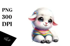 Baby Lamb with Spring Clothes, Vibrant PNG Product Image 1