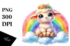 Smiling Baby Lamb with Spring Clothes PNG Product Image 1