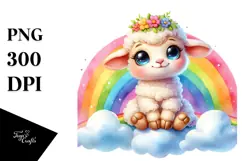 Smiling Baby Lamb with Spring Clothes PNG Product Image 1