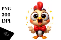 Playful Chicken Bow Tie, High-Res PNG Product Image 1
