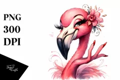 Washed Flamingo Vintage Clipart Product Image 3