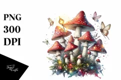 Magical Mushroom Watercolor Splash PNG Product Image 3
