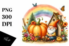 Gnome House with Pumpkin | Sublimation | PNG Clipart Product Image 3