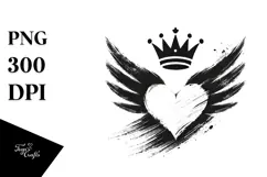 Heart Wings Crown Paintbrush PNG Product Image 1