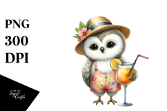 Cute Owl with Cocktail PNG Product Image 1