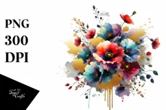 Colorfull Bouquet Poppy | Sublimation | Clipart Product Image 3