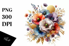 Colorfull Bouquet Poppy | Sublimation | Clipart Product Image 1