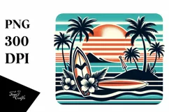 Tropical Beach Surf Retro Clipart| Sublimation | Clipart Product Image 1
