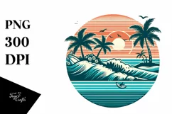 Tropical Beach Surf Retro Clipart| Sublimation | Clipart Product Image 3